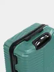 Тёмно-бирюзовый чемодан на колесах, с кодовым замком, ударопрочный, поликарбонат
