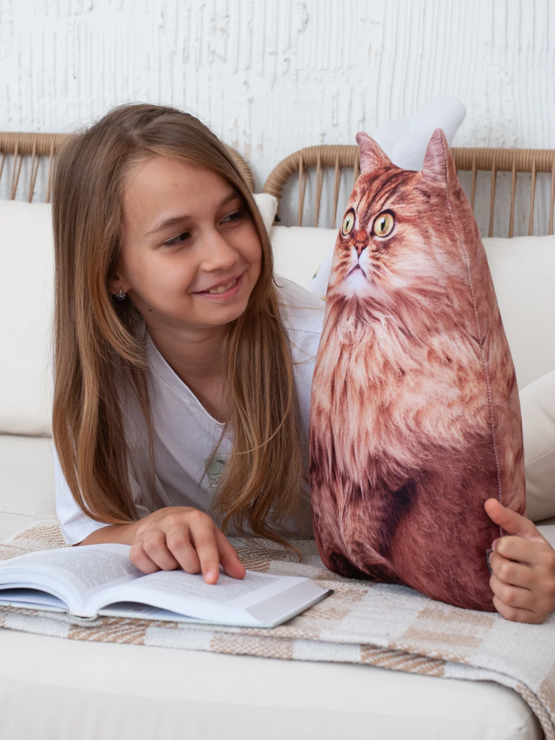 Рыжий мягкая подушка Кошка/Кот, реалистичная