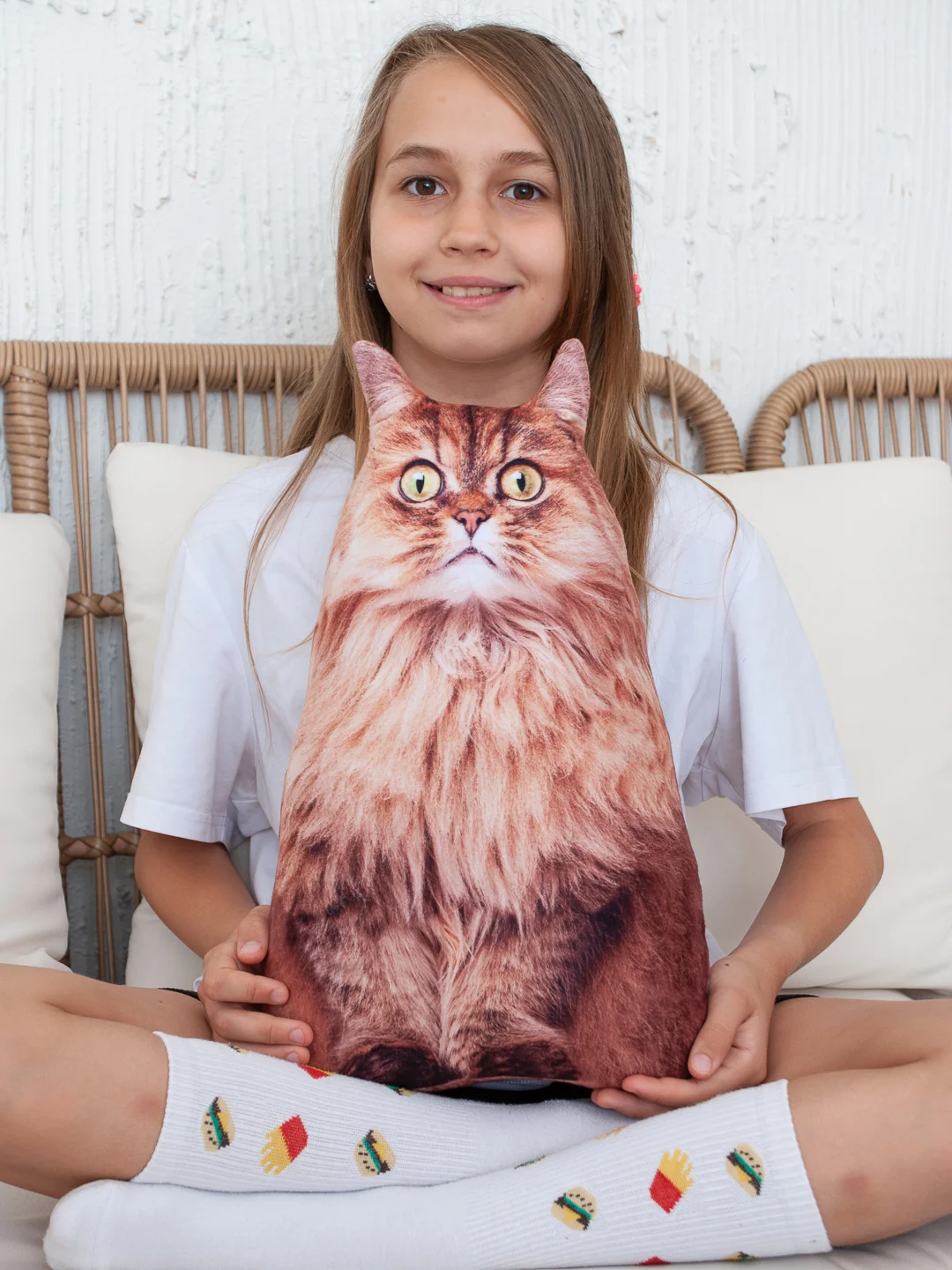 Рыжий мягкая подушка Кошка/Кот, реалистичная
