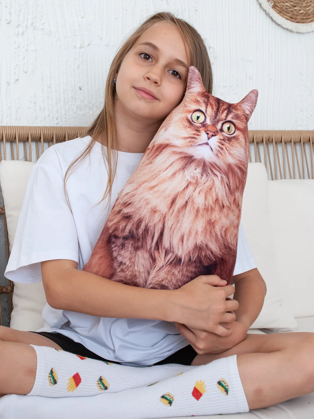 Рыжий мягкая подушка Кошка/Кот, реалистичная