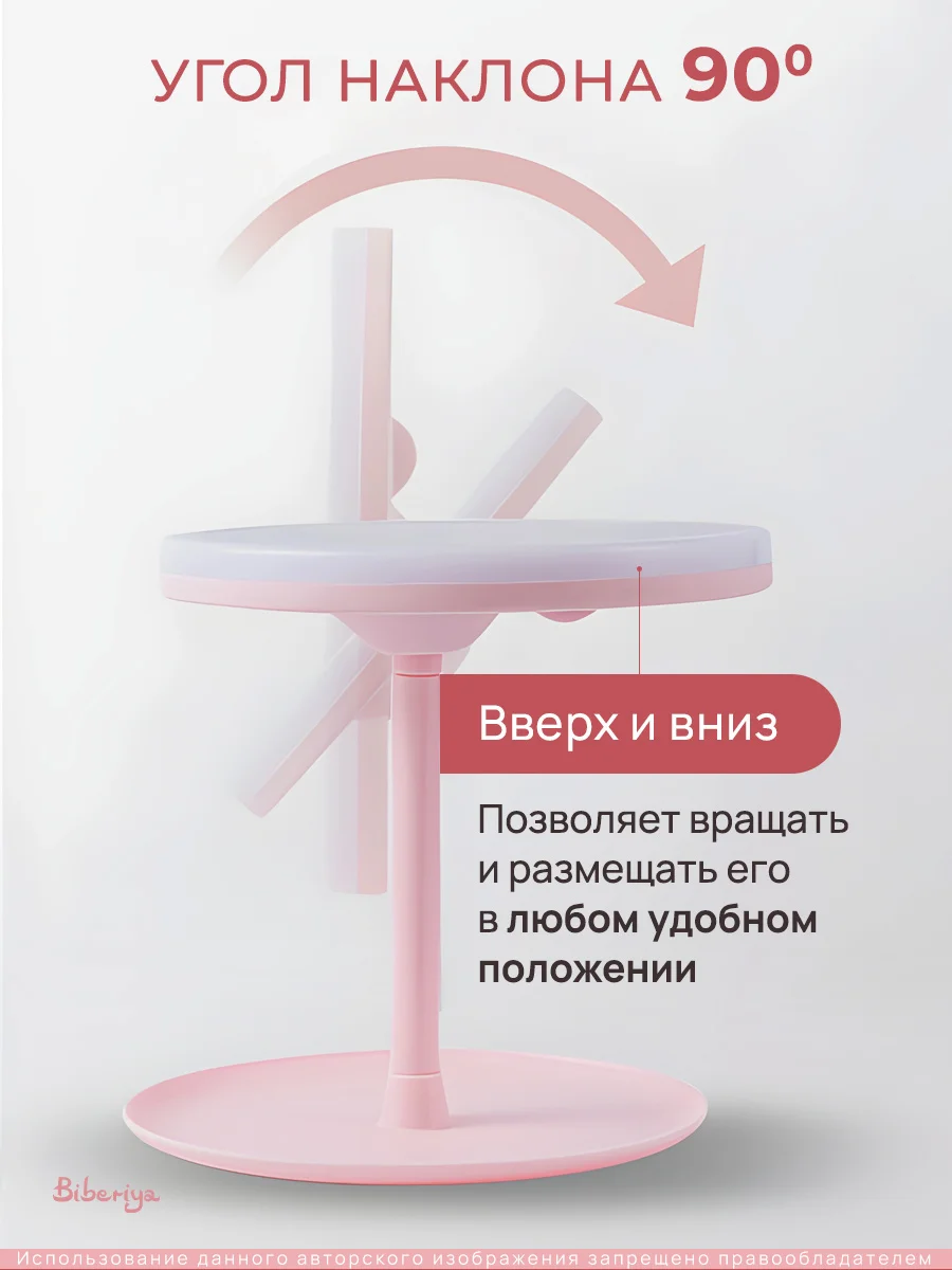 Конфетный зеркало с подсветкой настольное (3 режима), LED, зеркало для макияжа