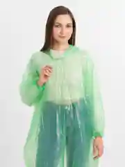 Зеленый дождевик с капюшоном, многоразовый