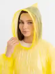 Желтый дождевик с капюшоном, многоразовый