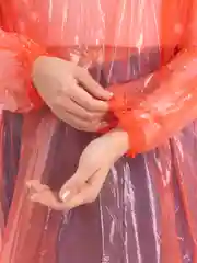 Красный дождевик с капюшоном, многоразовый