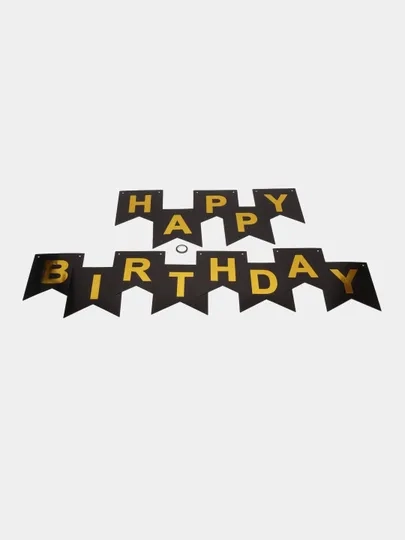 Растяжка бумажная на день рождения, из букв, "Happy Birthday", 16х20 см