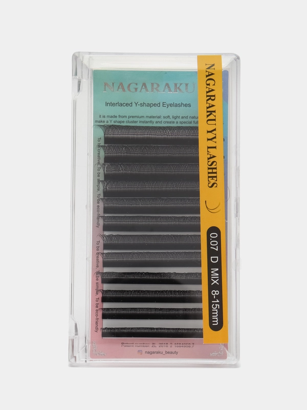 Ресницы для наращивания Nagaraku MIX 8-15 mm (Нагараку) Изгиб C D, YY shape черные