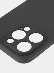Черный чехол и стекло для Apple iPhone 15 Pro силиконовый ROSCO матовый тонкий с защитой камер