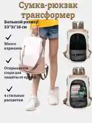 Белый женская сумка-рюкзак трансформер, искусственная кожа, 4 цвета