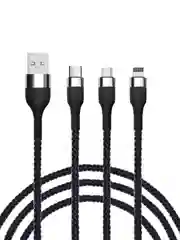 Кабель для зарядки 3 в 1 iPhone / Micro USB / Type-C, 1.5 метра, 2.1 А, тканевая оплётка