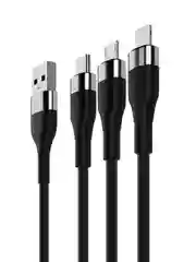 Кабель для зарядки 3 в 1 iPhone / Micro USB / Type-C, 1.5 метра, 2.1 А, тканевая оплётка
