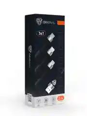 Кабель для зарядки 3 в 1 iPhone / Micro USB / Type-C, 1.5 метра, 2.1 А, тканевая оплётка