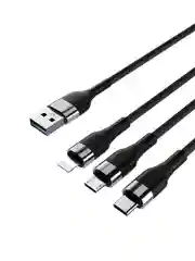 Кабель для зарядки 3 в 1 iPhone / Micro USB / Type-C, 1.5 метра, 2.1 А, тканевая оплётка