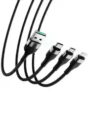 Кабель для зарядки 3 в 1 iPhone / Micro USB / Type-C, 1.5 метра, 2.1 А, тканевая оплётка