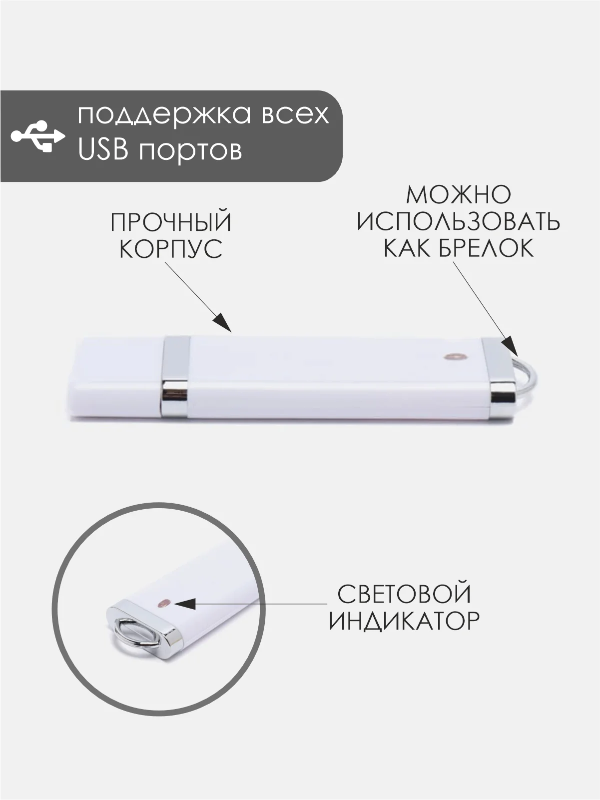 Белый флеш-накопитель Zoor Box 4, 8, 16, 32,64 ГБ, черный, белый / флешка USB 2.0