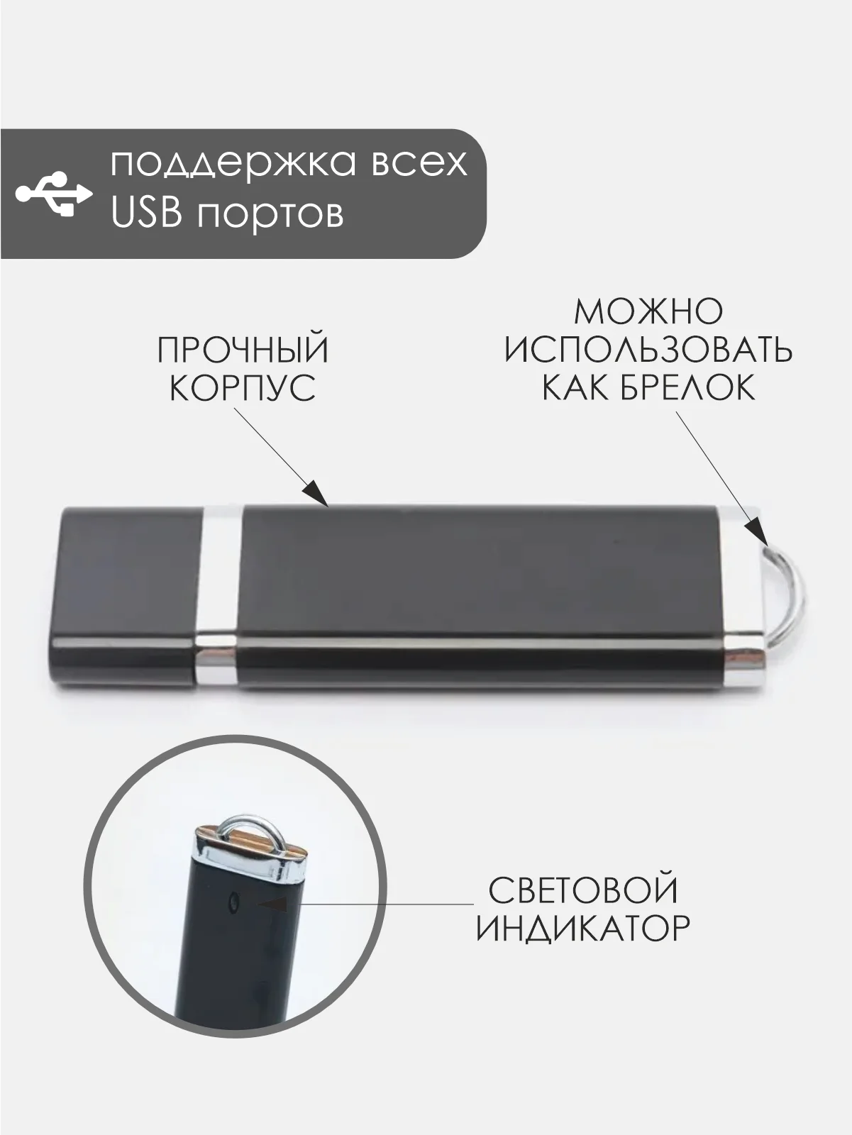 Белый флеш-накопитель Zoor Box 4, 8, 16, 32,64 ГБ, черный, белый / флешка USB 2.0