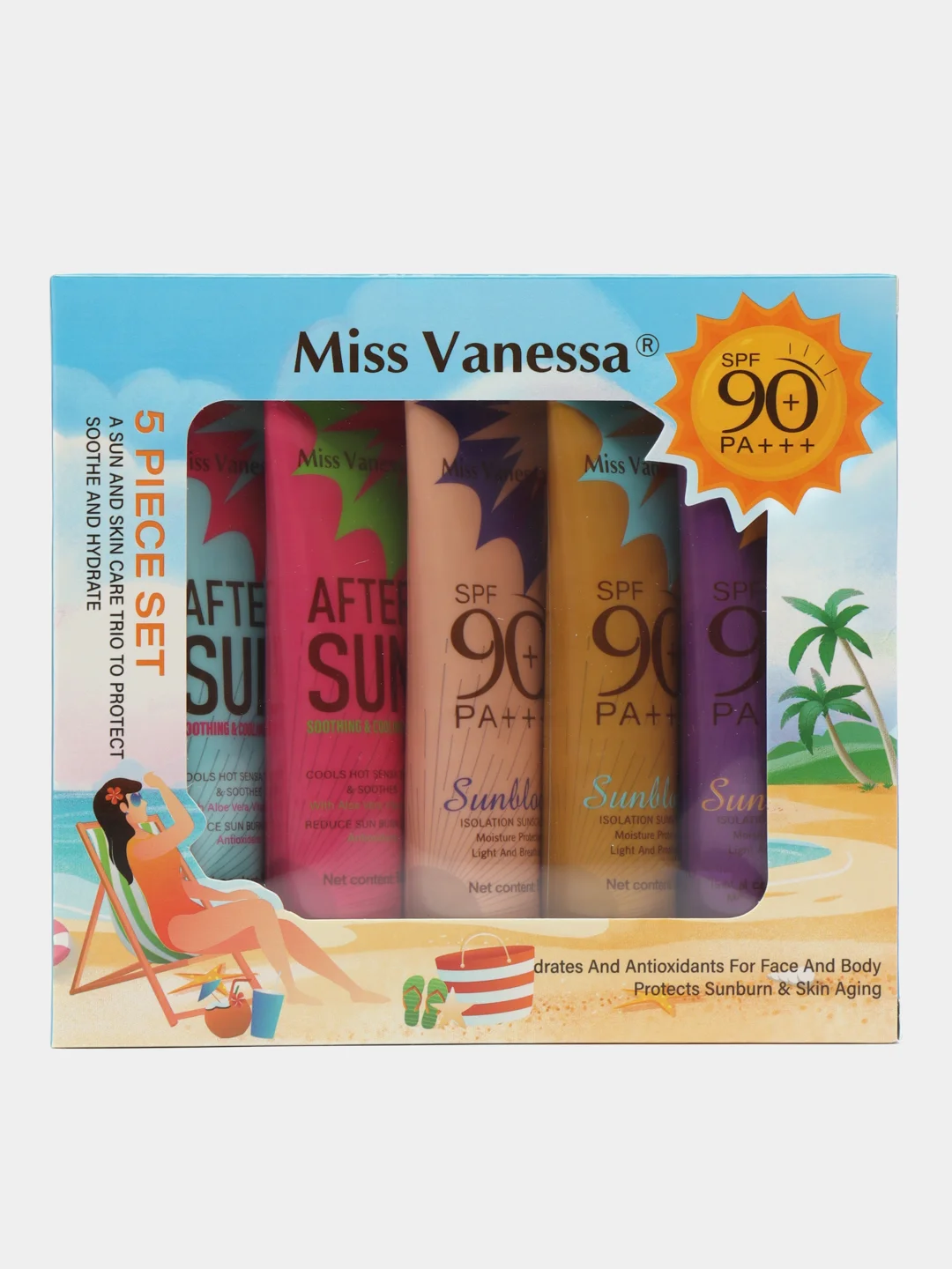 Белый солнцезащитный крем от загара для лица и тела SPF 90 PA +++ , набор кремов 5в 1