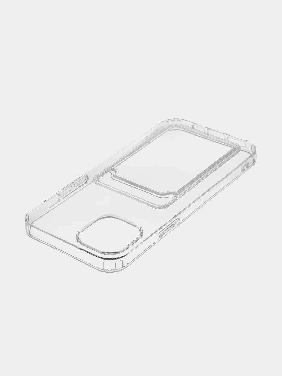 Прозрачный чехол для iPhone 15 Plus силиконовый ROSCO с карманом для карт и защитой камер, картхолдер