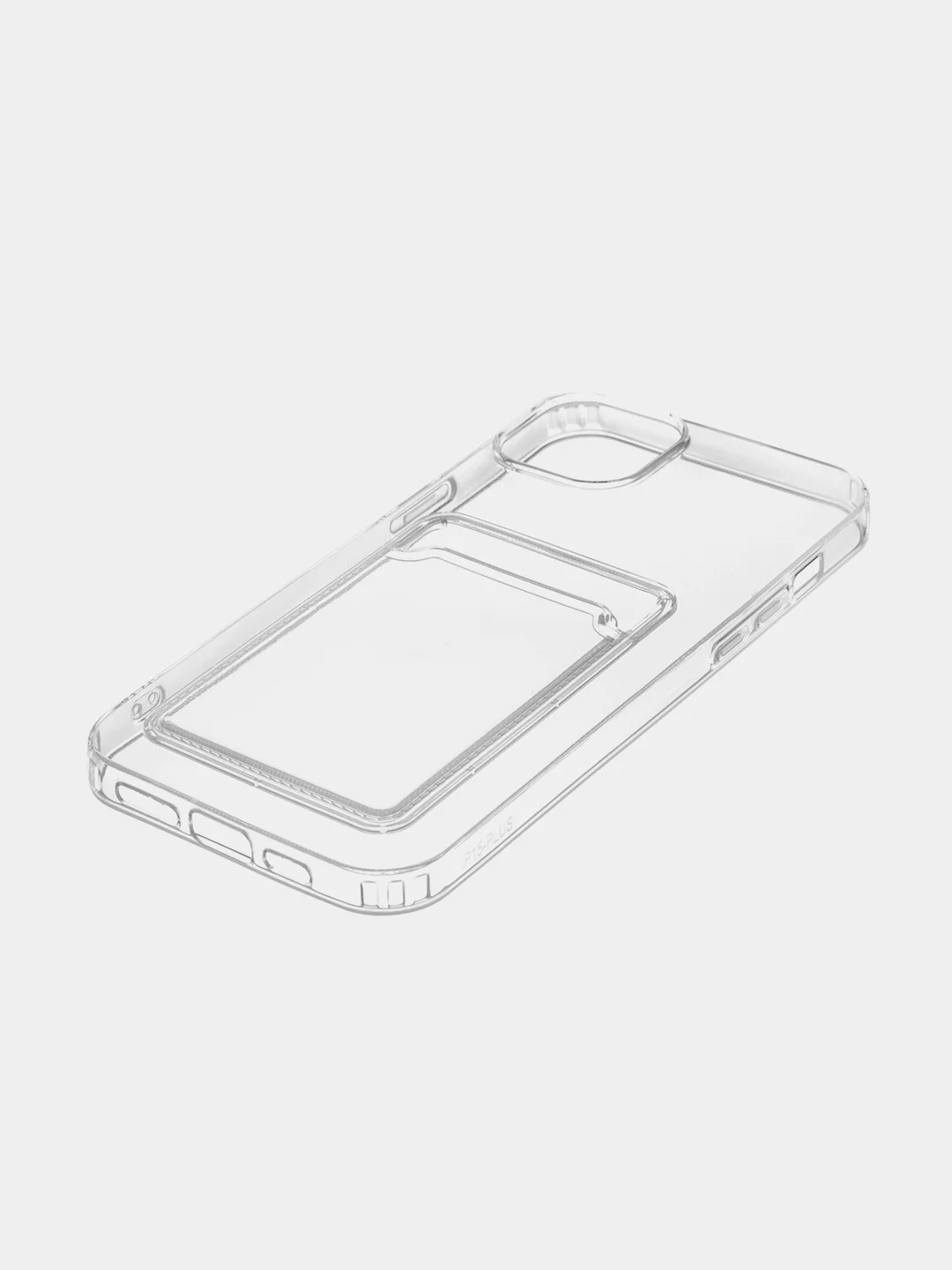 Прозрачный чехол для iPhone 15 Plus силиконовый ROSCO с карманом для карт и защитой камер, картхолдер