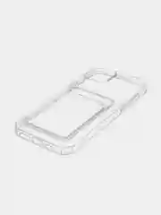 Прозрачный чехол для iPhone 15 Plus силиконовый ROSCO с карманом для карт и защитой камер, картхолдер