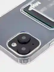 Прозрачный чехол для iPhone 15 Plus силиконовый ROSCO с карманом для карт и защитой камер, картхолдер