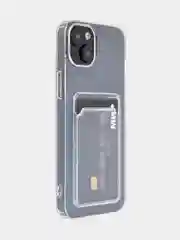 Прозрачный чехол для iPhone 15 Plus силиконовый ROSCO с карманом для карт и защитой камер, картхолдер