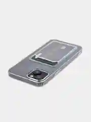 Прозрачный чехол для iPhone 15 Plus силиконовый ROSCO с карманом для карт и защитой камер, картхолдер