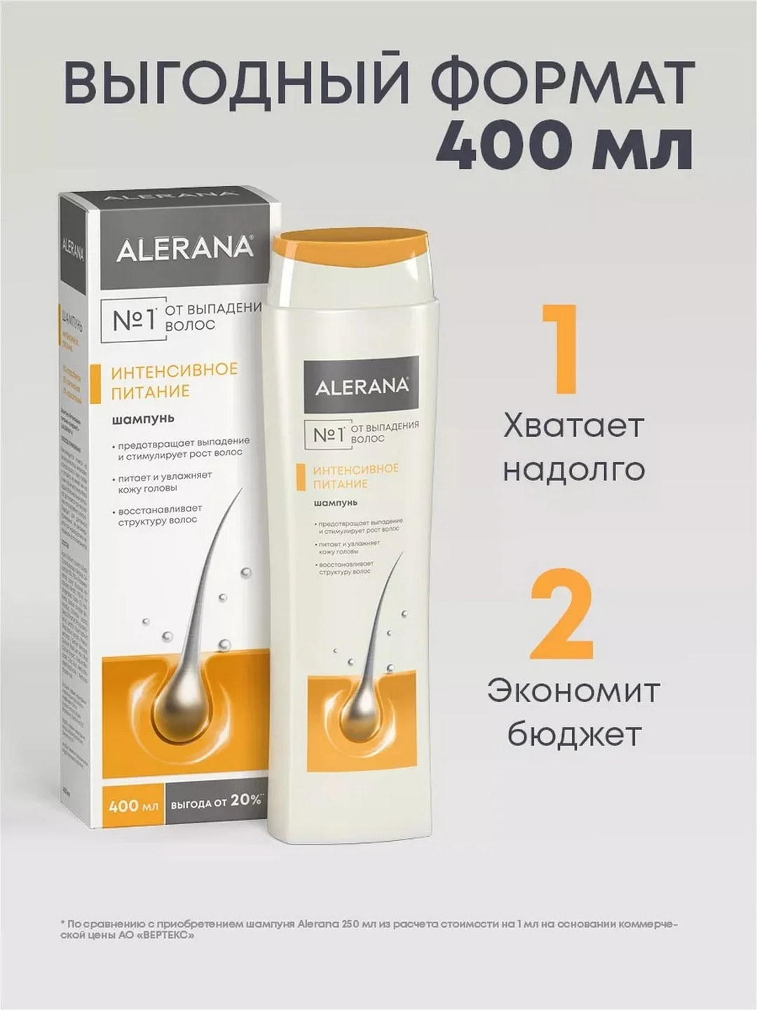Шампунь питательный от выпадения Алерана, для роста волос