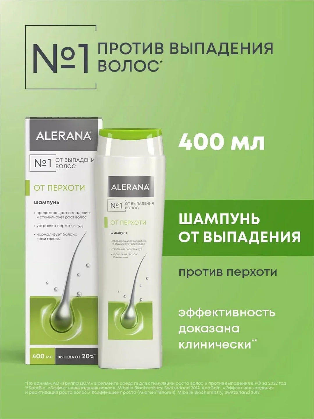 Шампунь против перхоти и выпадения Алерана