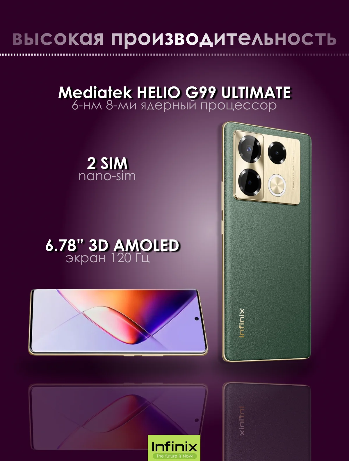 Зеленый смартфон Infinix Note 40 Pro 12/256 ГБ
