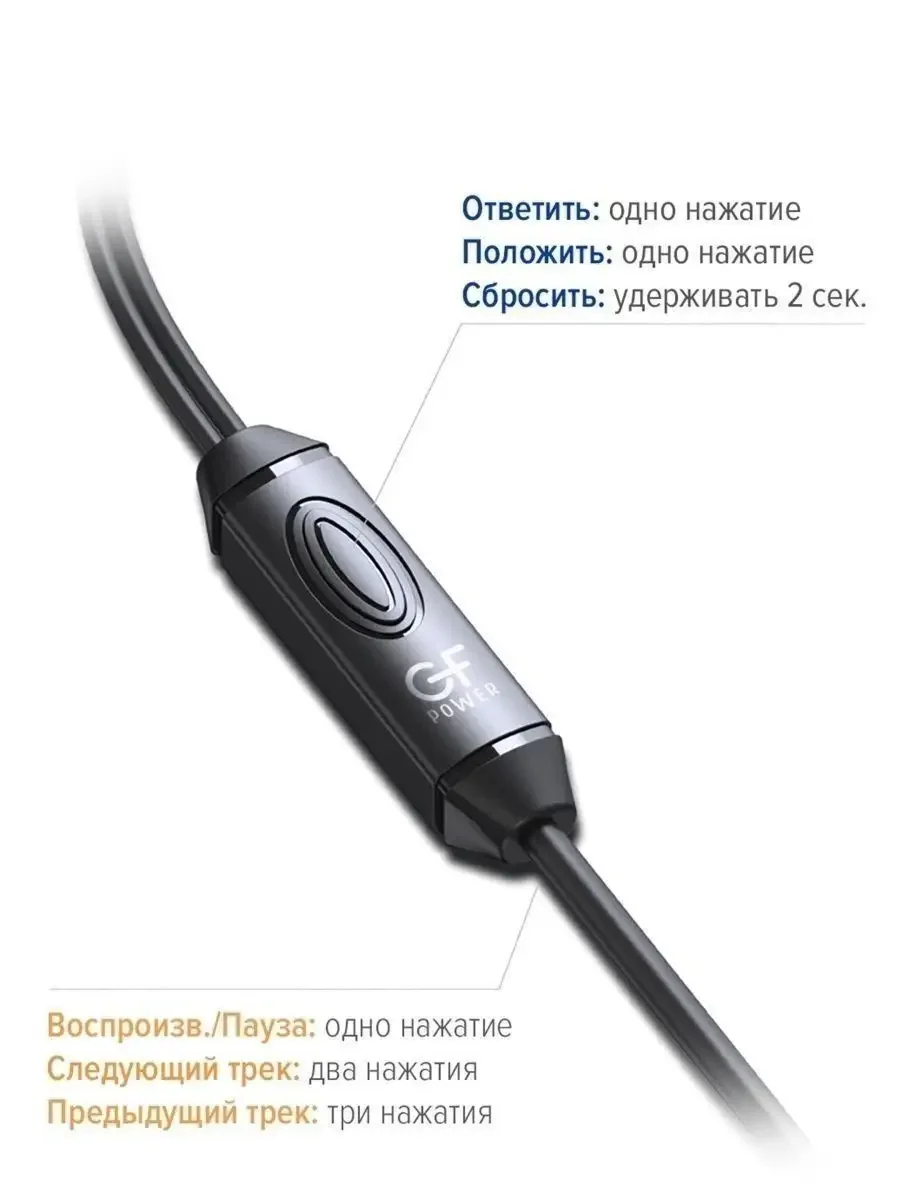 Черный наушники проводные с микрофоном GFPower M01