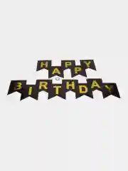 Черный растяжка бумажная на день рождения, из букв, "Happy Birthday", 16х20 см