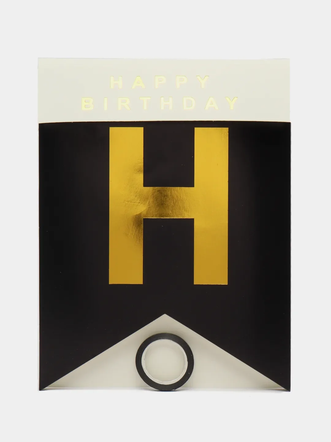 Черный растяжка бумажная на день рождения, из букв, "Happy Birthday", 16х20 см