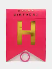 Розовый растяжка бумажная на день рождения, из букв, "Happy Birthday", 16х20 см