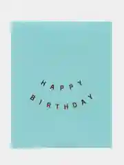 Голубой растяжка бумажная на день рождения, из букв, "Happy Birthday", 16х20 см
