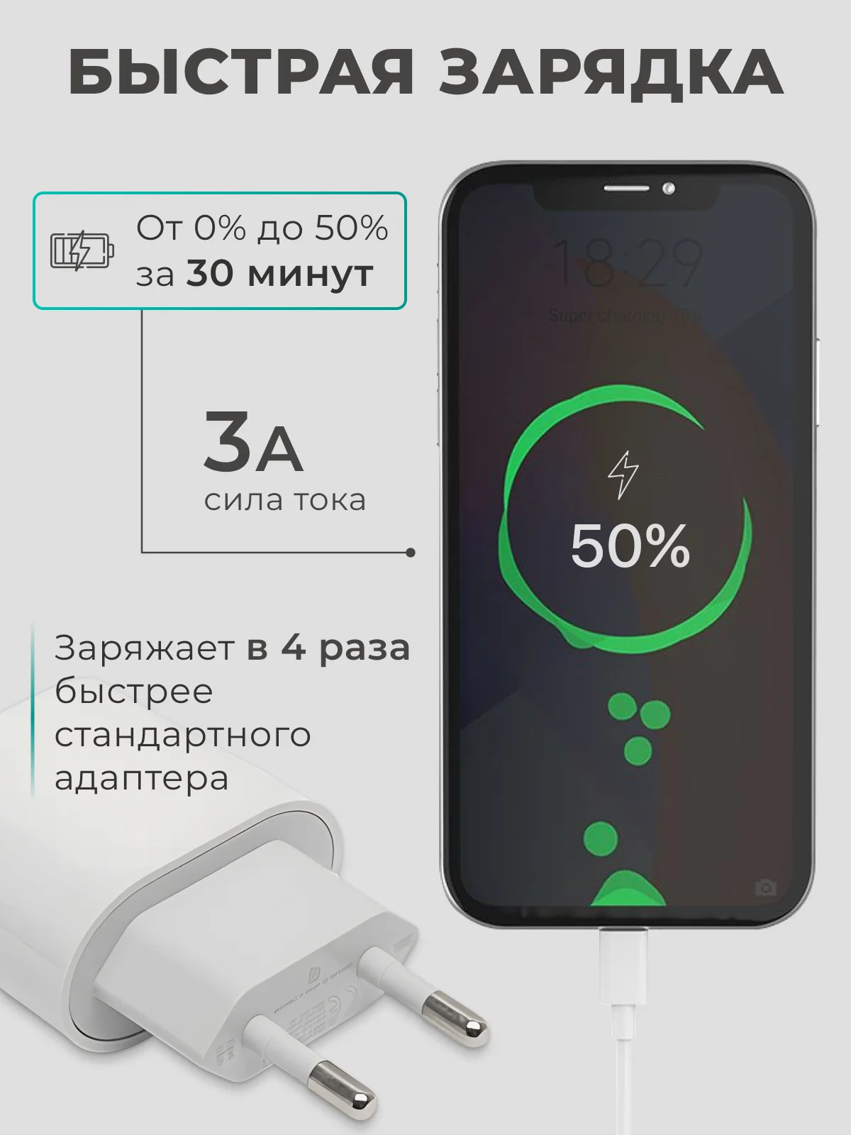 Блок питания для iPhone, Airpods 20W, Type-C, с быстрой зарядкой, адаптер, зарядник