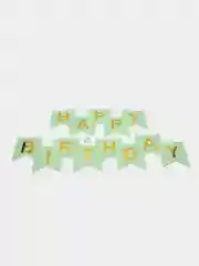 Бирюзовый растяжка бумажная на день рождения, из букв, "Happy Birthday", 16х20 см