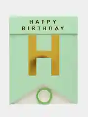 Бирюзовый растяжка бумажная на день рождения, из букв, "Happy Birthday", 16х20 см