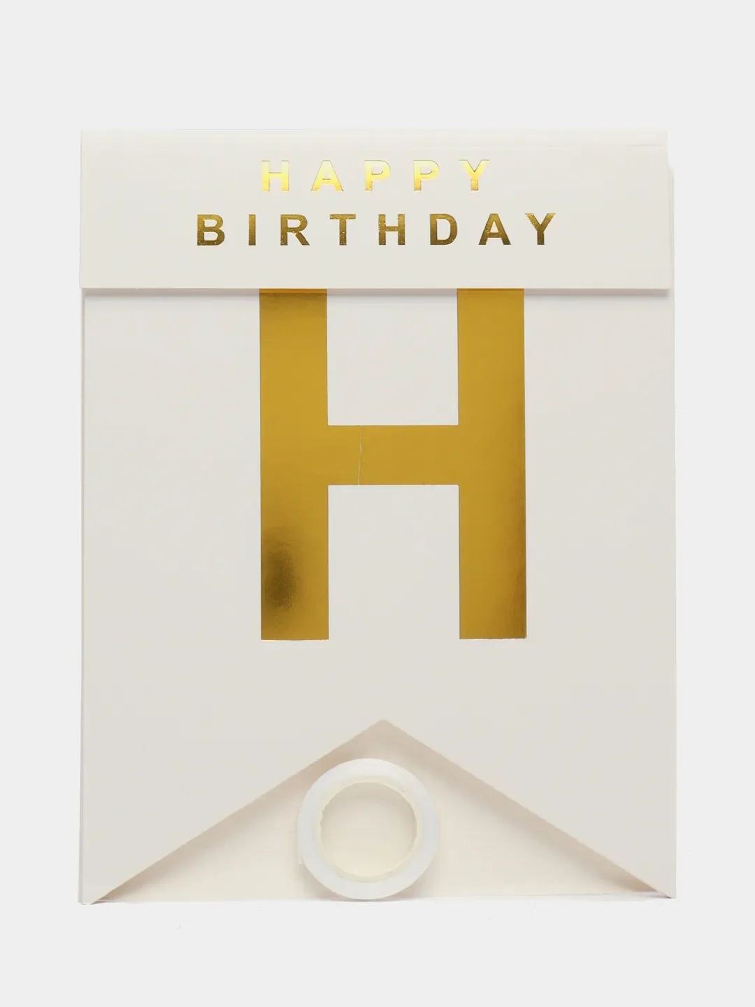 Белый растяжка бумажная на день рождения, из букв, "Happy Birthday", 16х20 см