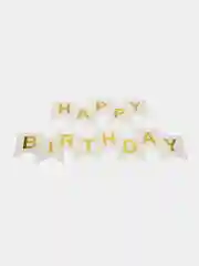 Белый растяжка бумажная на день рождения, из букв, "Happy Birthday", 16х20 см