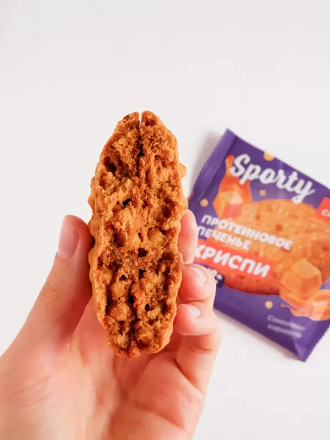 Протеиновое печенье Sporty Криспи "Сливочная карамель", без сахара, 30 г