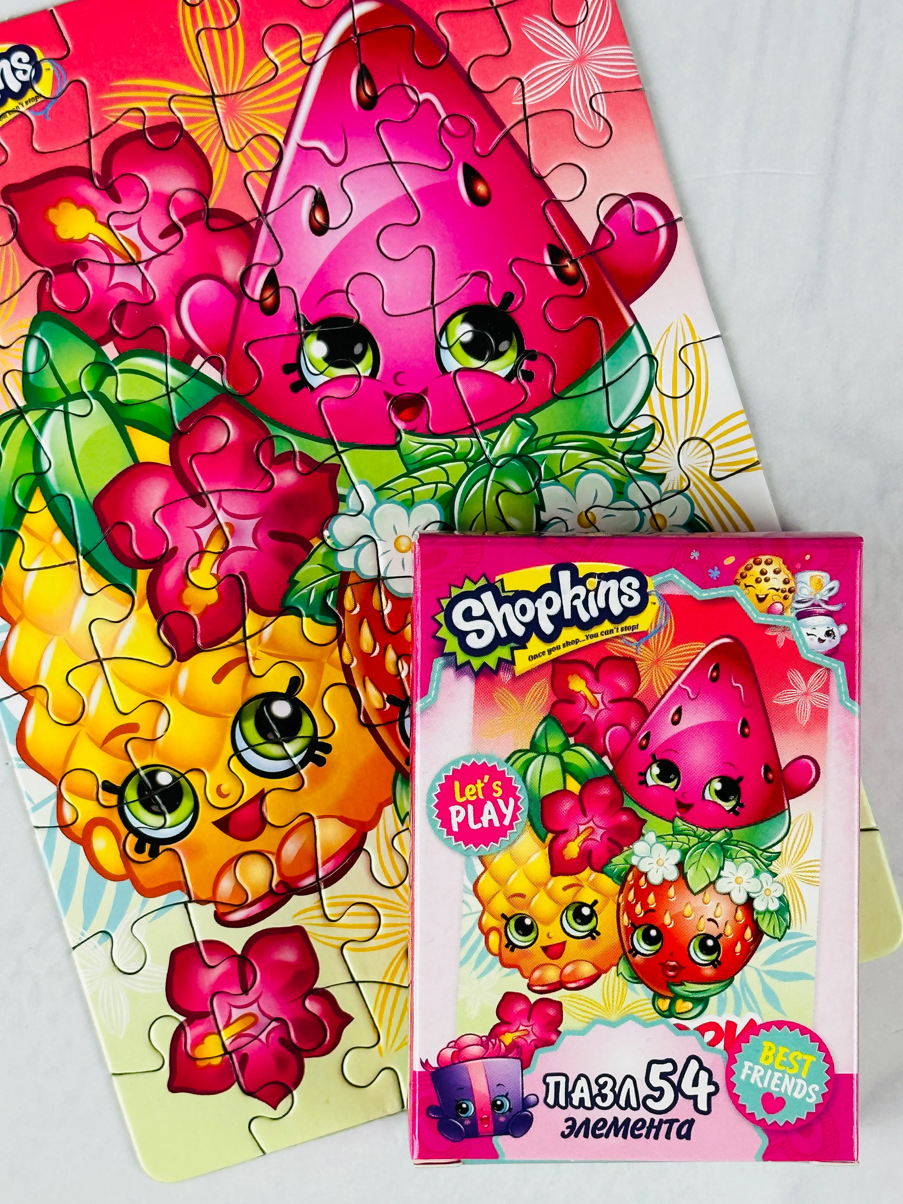 Мозаика пазл для развития мелкой моторики шопкинс shopkins мини 54 вкусняшки фрукты ягоды