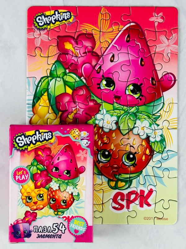 Мозаика пазл для развития мелкой моторики шопкинс shopkins мини 54 вкусняшки фрукты ягоды