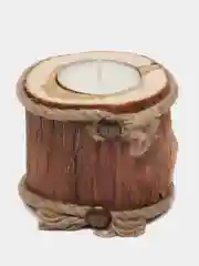 Подсвечник из можжевельника, свеча в подарок