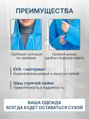 Голубой дождевик женский мужской с капюшоном
