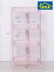 Розовый полка / этажерка угловая на колесах IDEA (4 секции)