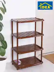 Коричневый полка / этажерка пластиковая для хранения обуви (4 секции) IDEA
