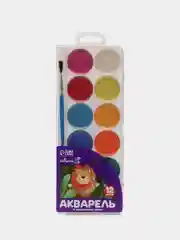 Акварель-краска 12 цветов, медовая, с кистью