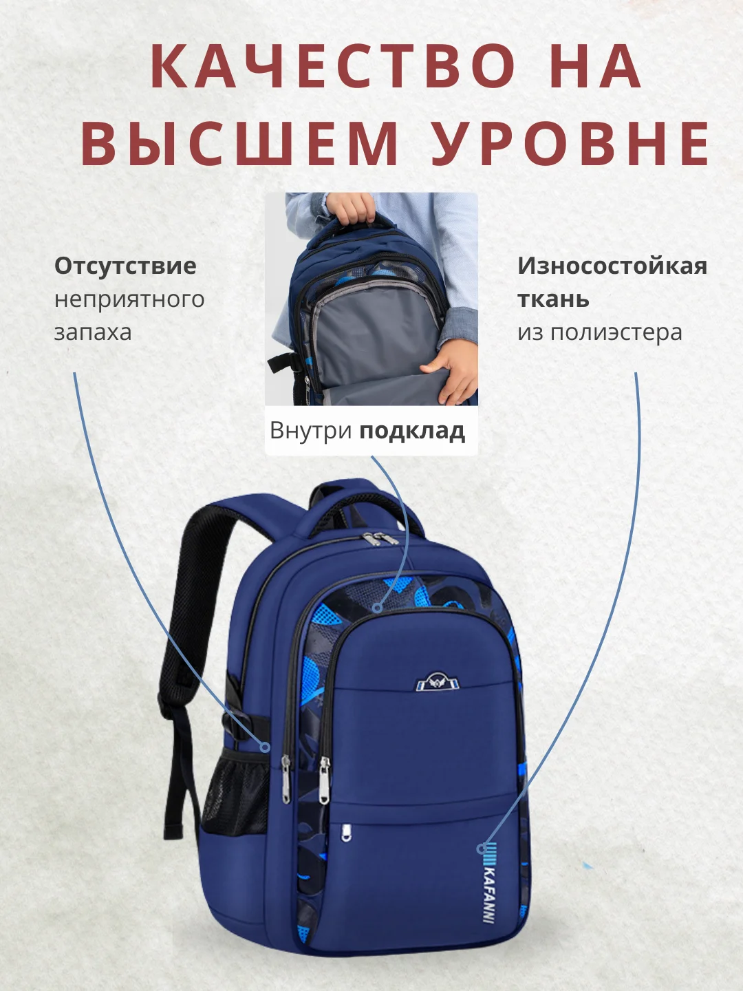 Синий рюкзак школьный для девочки и для мальчика