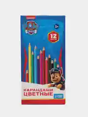 Карандаши цветные - 12 цветов, корпус деревянный, трехгранные