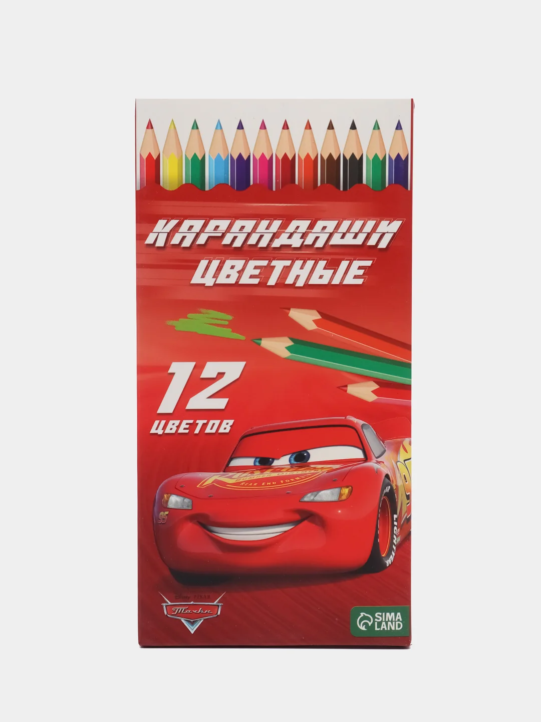 Карандаши цветные - 12 цветов, корпус деревянный, трехгранные